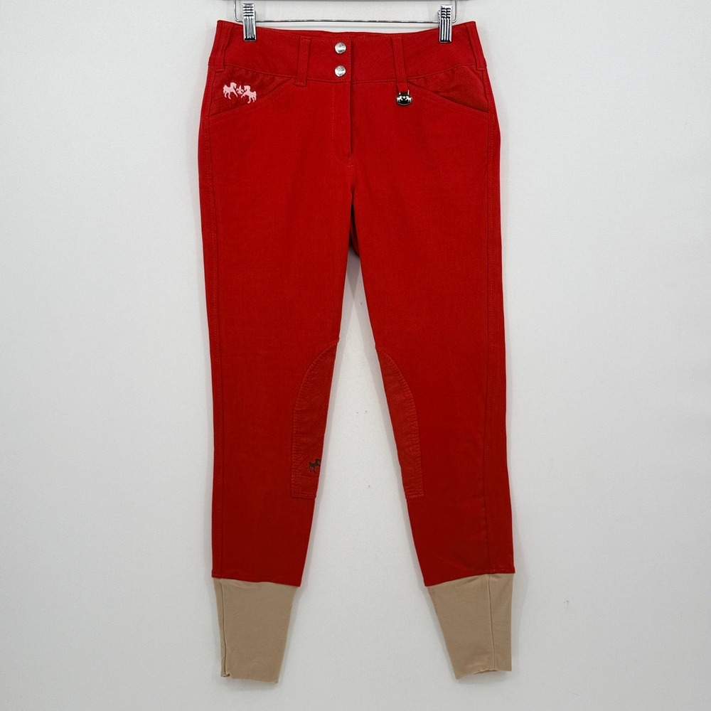 Regatta Equestrian Riding Breeches Women 28 Red Knee Patch Horse Girl Preppy